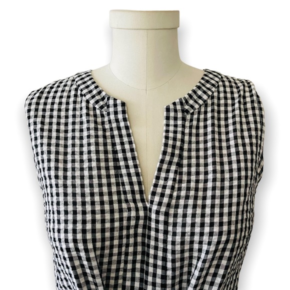 Vineyard Vines Black & White Gingham Seersucker Tie Front Dress Size 10 - Picture 7 of 16